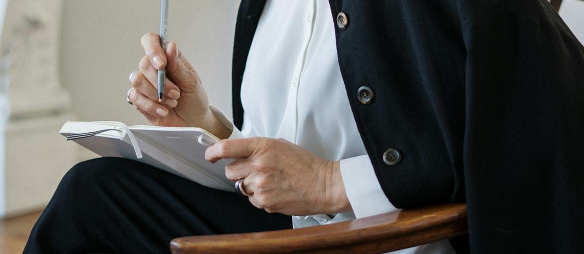 A therapist making notes