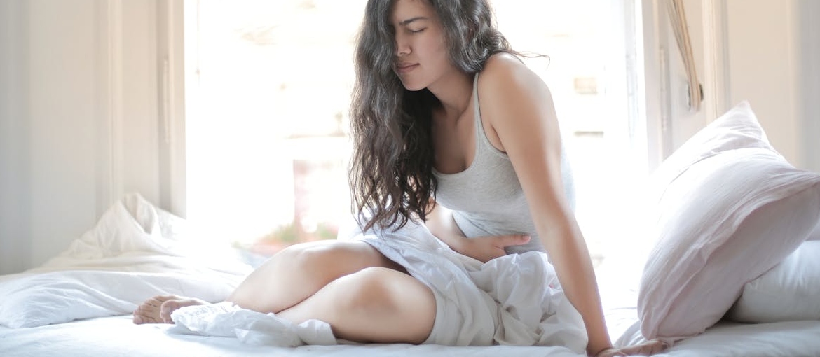 A woman in pain.