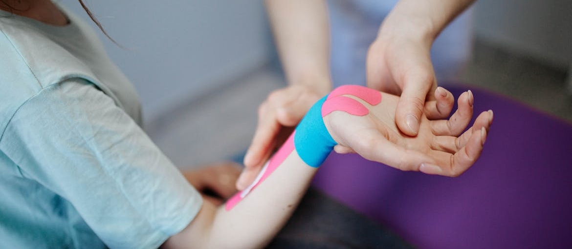 Woman receiving physical therapy.