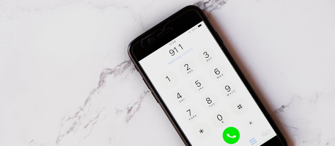 911 dialed on a phone.