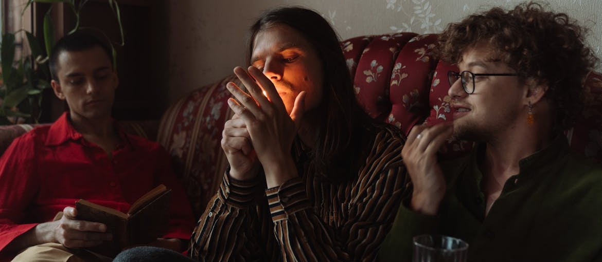 Group of friends smoking together.