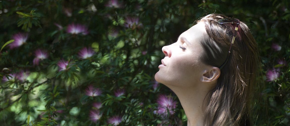 Woman practicing guided imagery.
