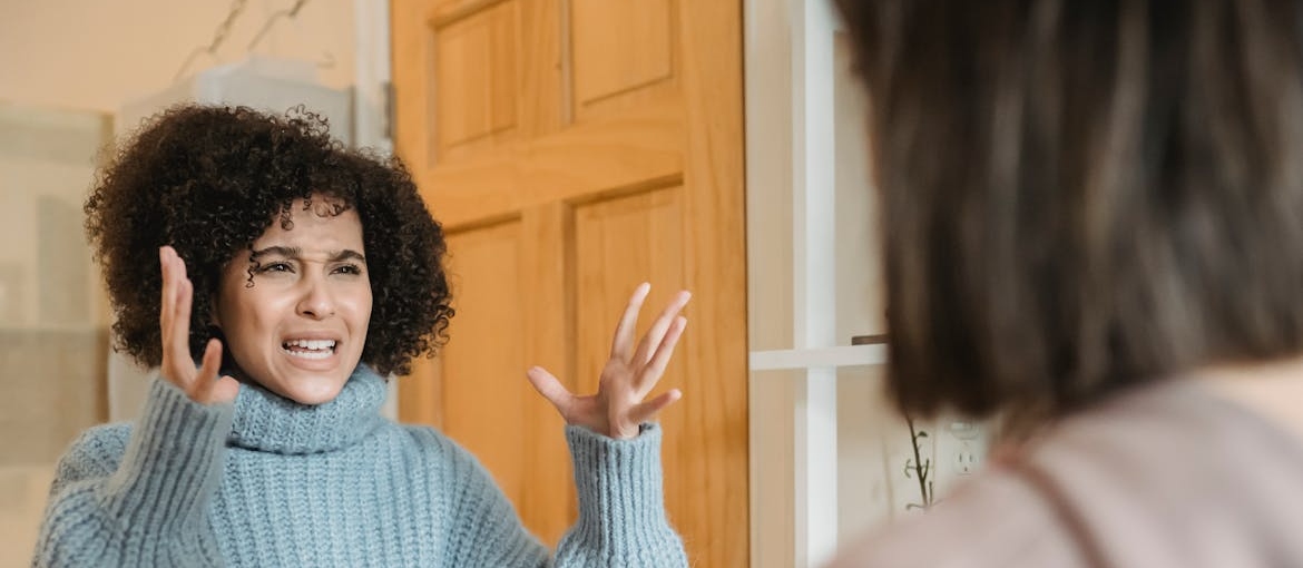 Woman yelling at her friend.