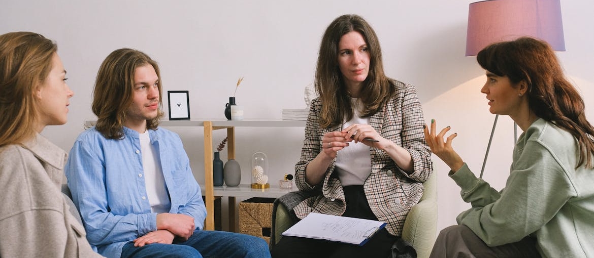 People in mental health support groups discussing their issues.