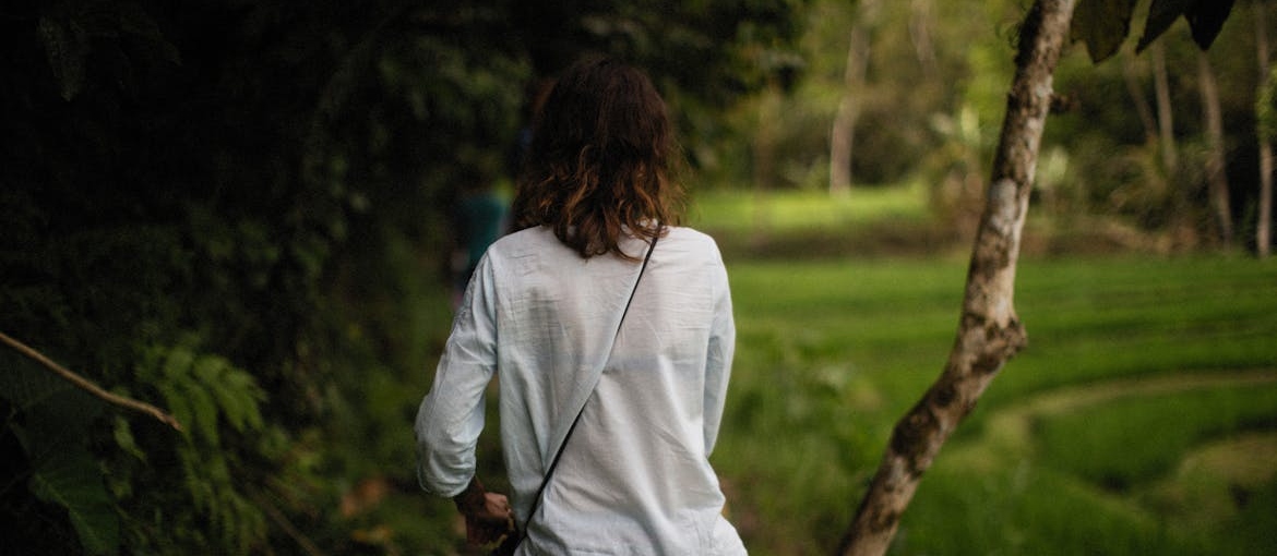 Woman taking a walk in the nature.